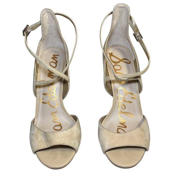 Sam Edelman Audrey Peep Toe Suede Ankle Strap Heel Sandals Size 9 - Picture 2 of 7